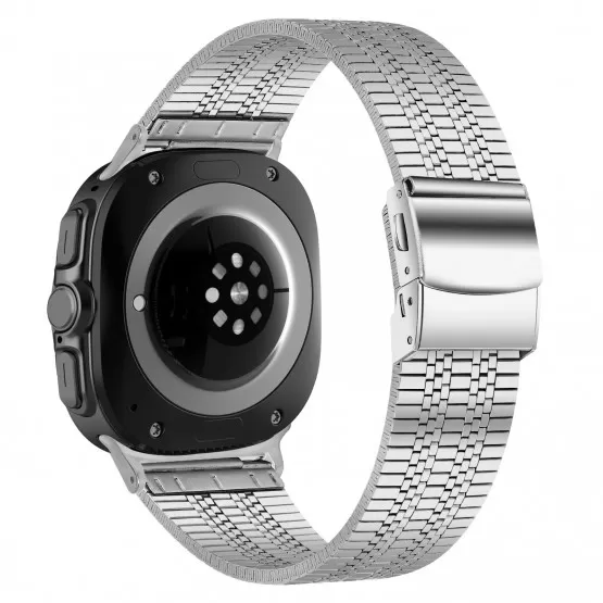 INF Kompatibelt med Samsung Galaxy Watch Ultra 8 Stållänk Armband i Flerfärgat Rostfritt Stål med Fem Länkar och Sköldspänne Silver
