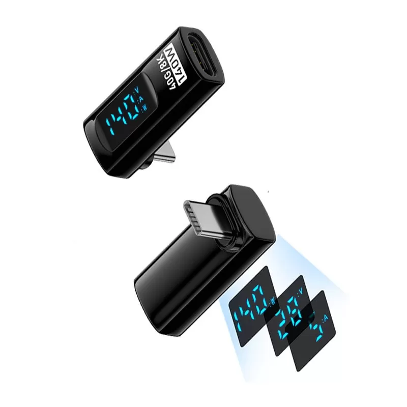 INF 240W USB-C Hona till USB-C Hane Adapter med Digital Display (2-Pack)