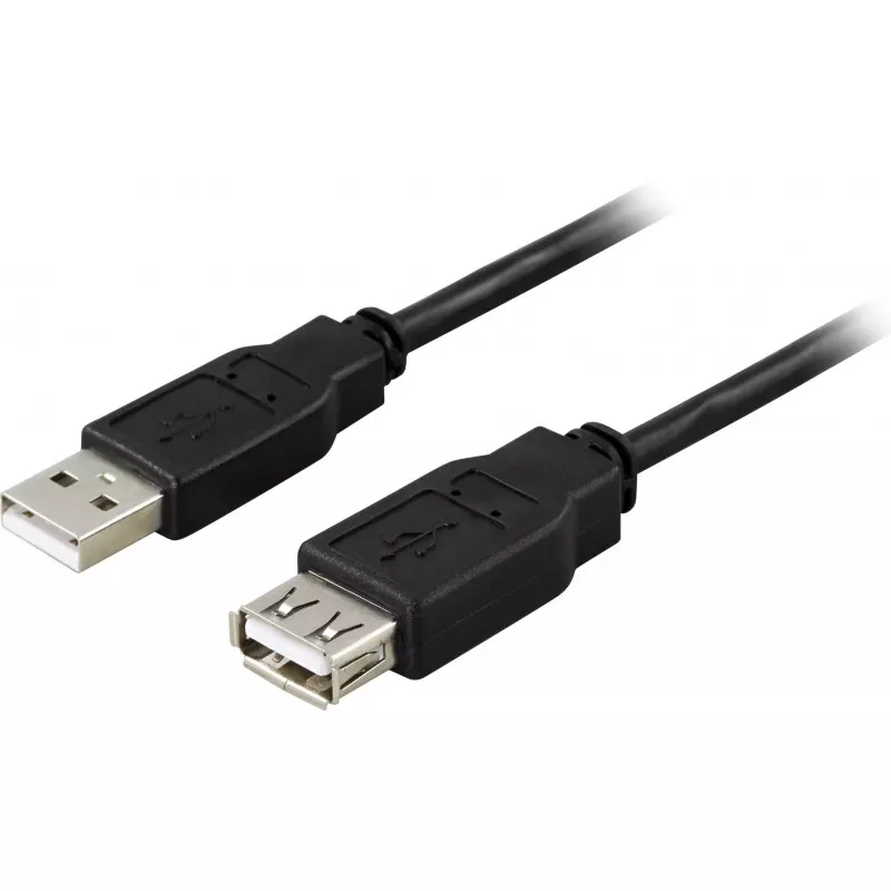 deltaco USB 2.0 cable Type A ma, Type A fe 0.5m, black