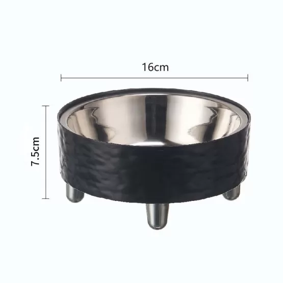 INF Hög Fot Skål för Husdjur med Rostfri Stålskål - Ergonomisk Design Svart