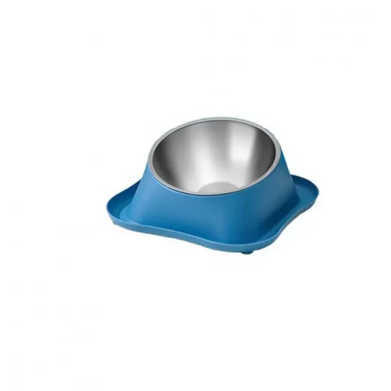 INF Ergonomisk Rostfri Skål för Husdjur - Kattskål med Nackskydd, Hundskål med Stor Kapacitet Blå