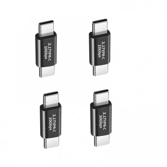 INF TYPE-C Hane till TYPE-C Hane 3.1 Rak Adapter (4-pack) - Stödjer 10 Gbps, Ljud/Video, Snabbladdning