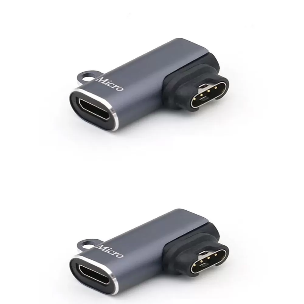 INF Micro USB Hona till Böjd Garmin Klockadapter - Mörkgrå, 2-pack - Kompatibel med Flera Garmin Modeller
