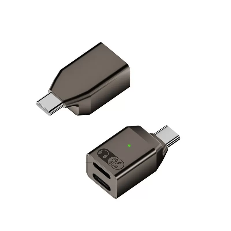 INF Ljudadapter Lightning Hona + USB-C Hona till USB-C Hane med 45W Laddning Grå