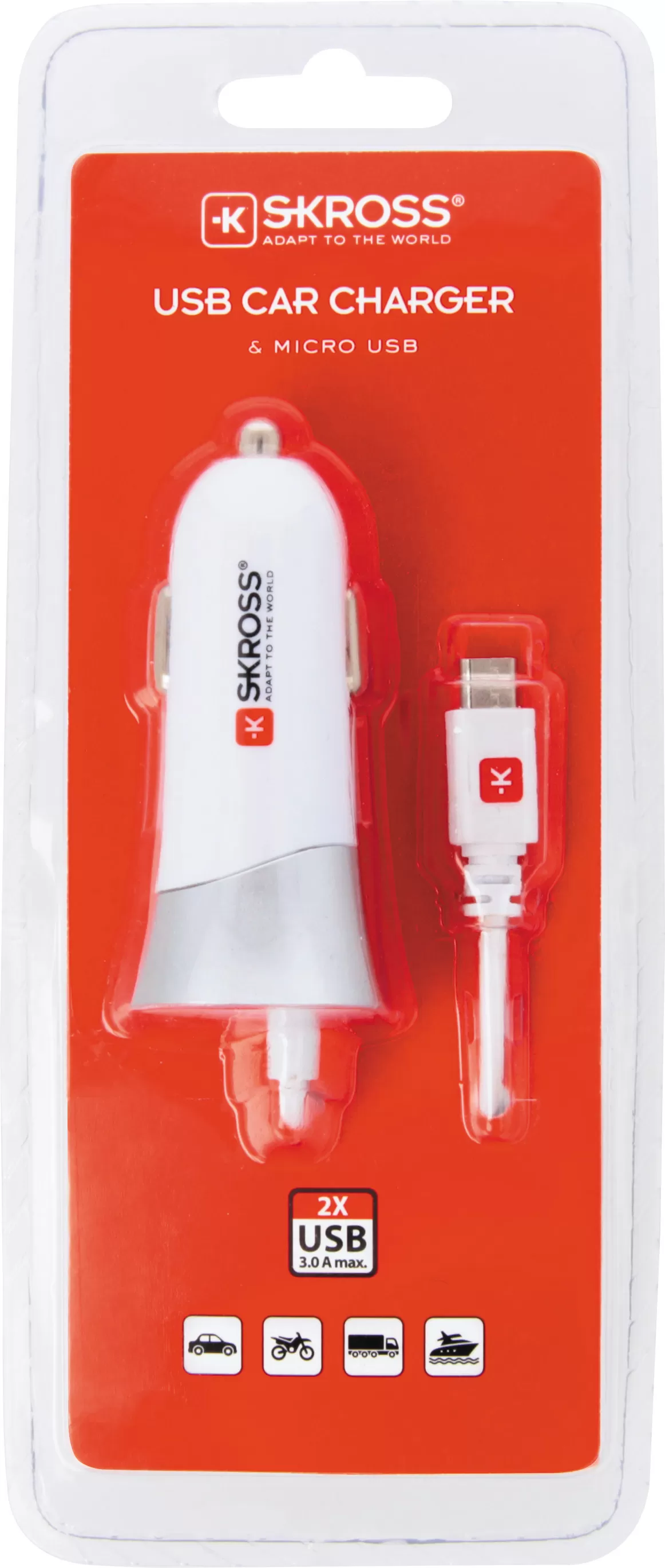 skross USB-billaddare med micro-USB-kabel