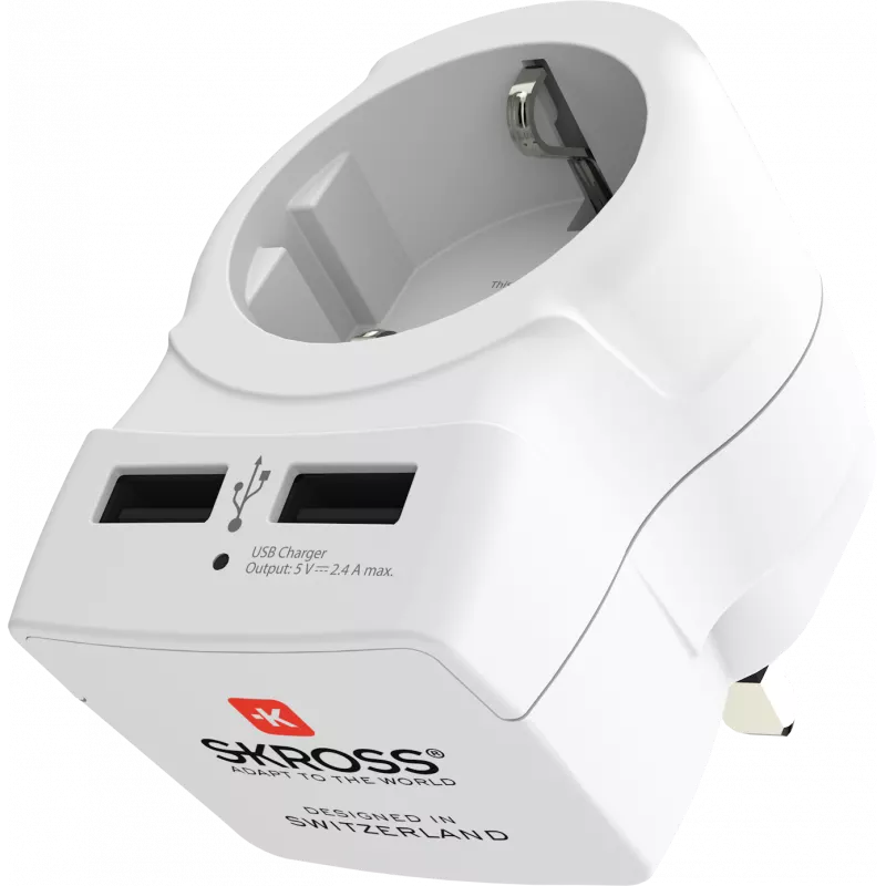 SKROSS Landsadapter - Europa till Storbritannien, USB