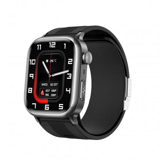 INF Smartwatch med exakt blodtrycksmätning, EKG och omfattande hälsoövervakning Svart