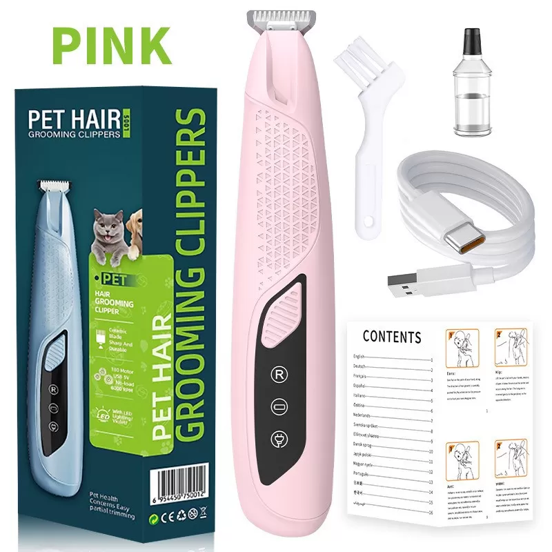 INF Professionell Pet Paws Hårtrimmer - Säker och Effektiv Klippning för Dina Husdjur Rosa