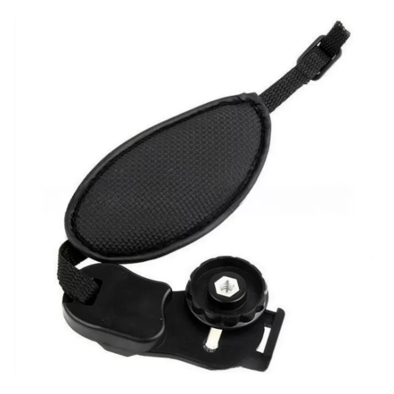INF Oval Kamerahandledsrem med PU och Halkfritt Material - Svart
