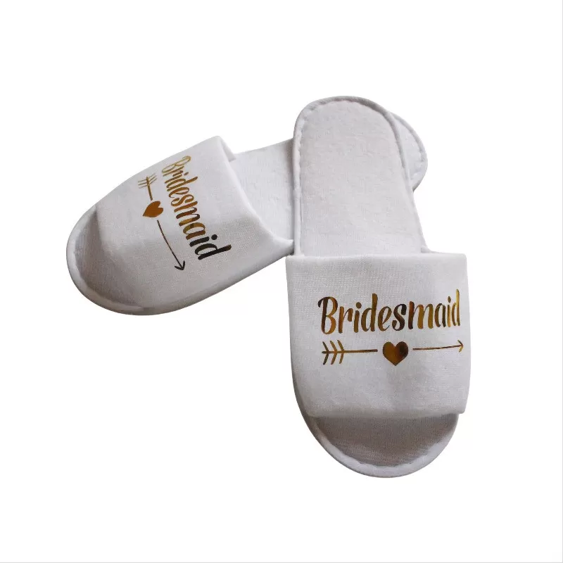 INF Brudtärna Tofflor för Möhippa - Vita Engångstofflor med Glitter