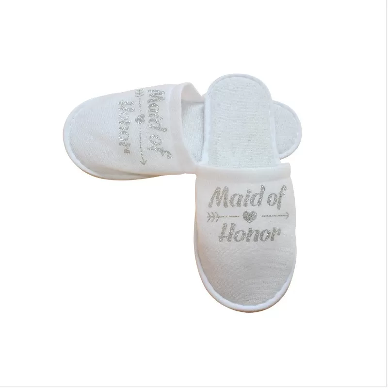 INF Bröllop Tofflor "Maid of Honour" för Möhippor och Spa-dagar Silver