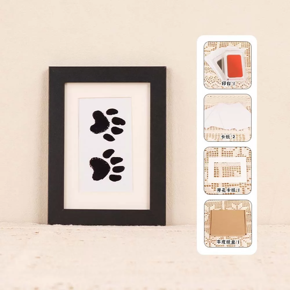 INF Minnesram för husdjur med tassavtryck – Skapa varaktiga minnen Svart