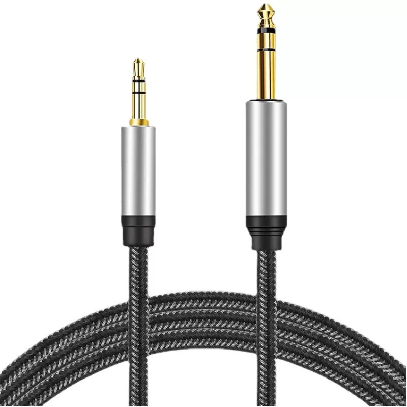 INF 6,5 mm till 3,5 mm hane till hane ljudkabel för förstärkare, mixer, gitarr 2 m