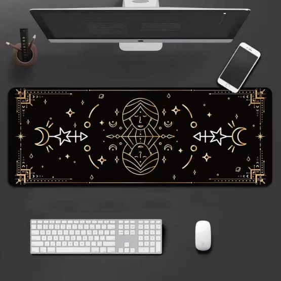 INF Stort Gemini Zodiac Gaming Musmatta med Låskant - 90x40cm
