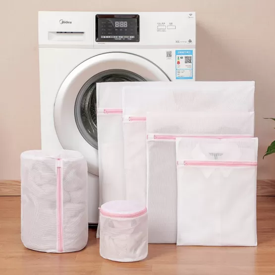 INF Tvättmaskin Nätpåse Set - 70g Finmaskigt Sexdelat Set för Delikat Tvätt Rosa