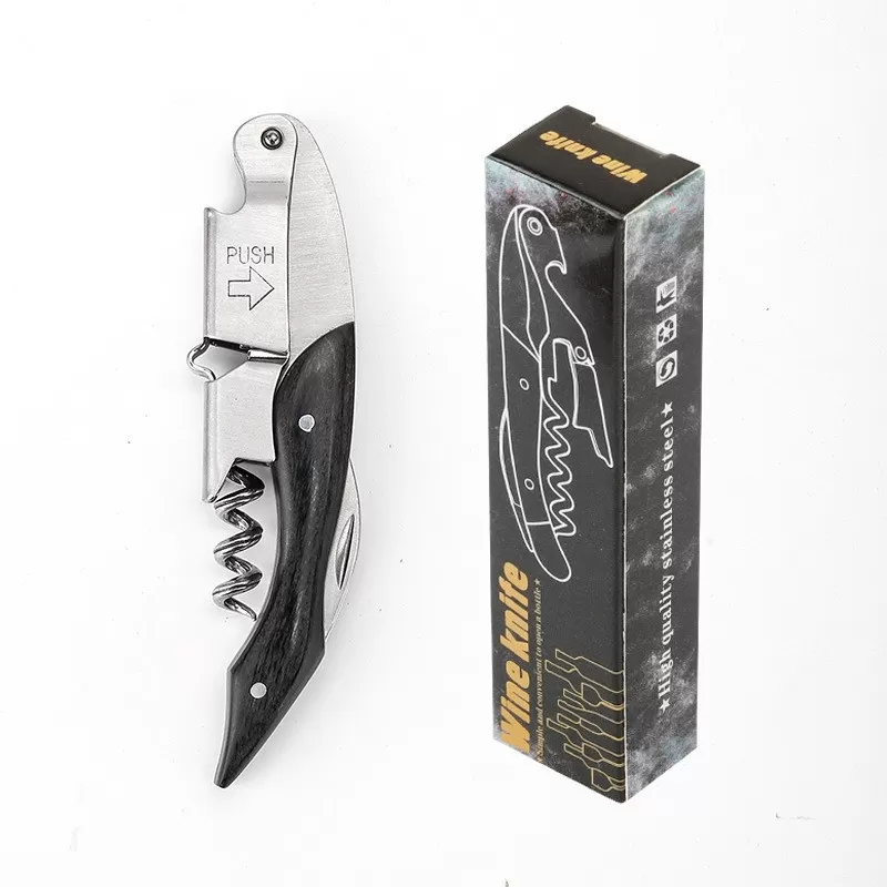 INF Multifunktionell vinkorkskruv med svart trähandtag - 4-i-1