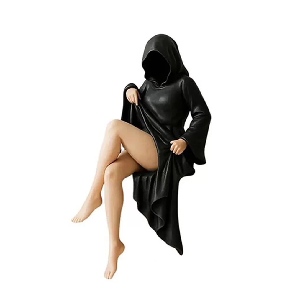 INF Mystisk Svartklädd Drottning Staty - Dekorativ Resin Prydnad för Hem och Kontor