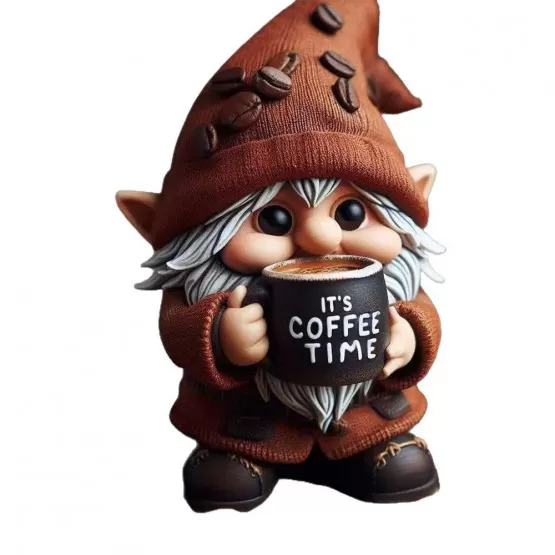 INF Kaffegnome Prydnad - Charmig Resinfigur för Heminredning