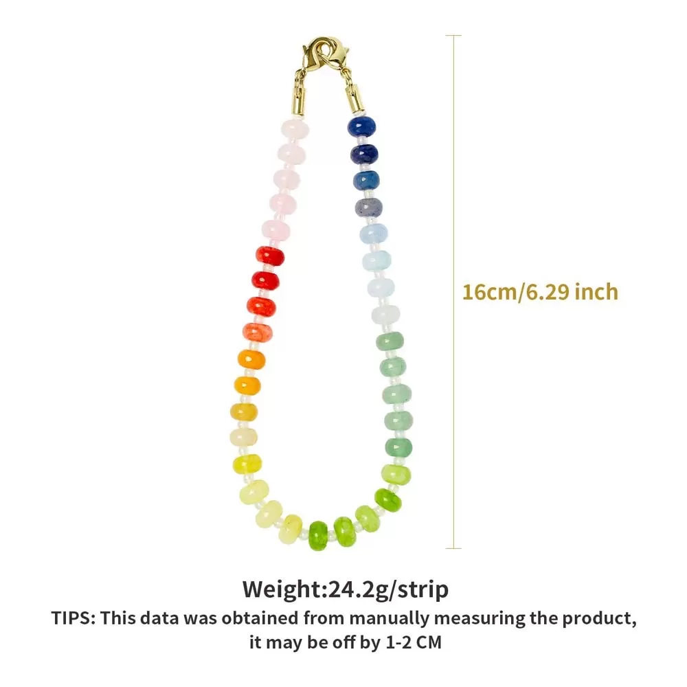 INF Naturlig sten mobiltelefonkedja – Gradientfärgade pärlor för en unik stil