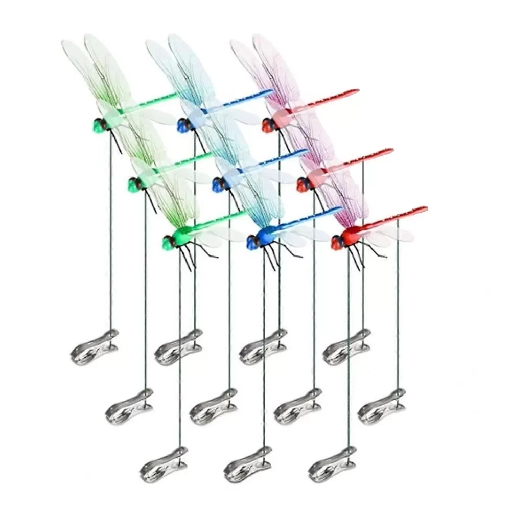 INF 4-pack Dekorativa Klämmor - Trollslända - Röd, Blå, Grön, 3-pack - Perfekt för Hem och Trädgård
