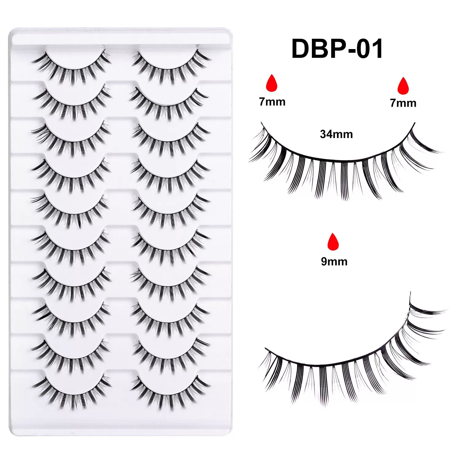 INF 10 Par Manga Tunna Falska Ögonfransar - Naturliga, Lätta och Bekväma