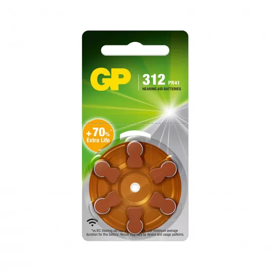 GP Hörapparatsbatteri ZA312/PR41 6-Pack