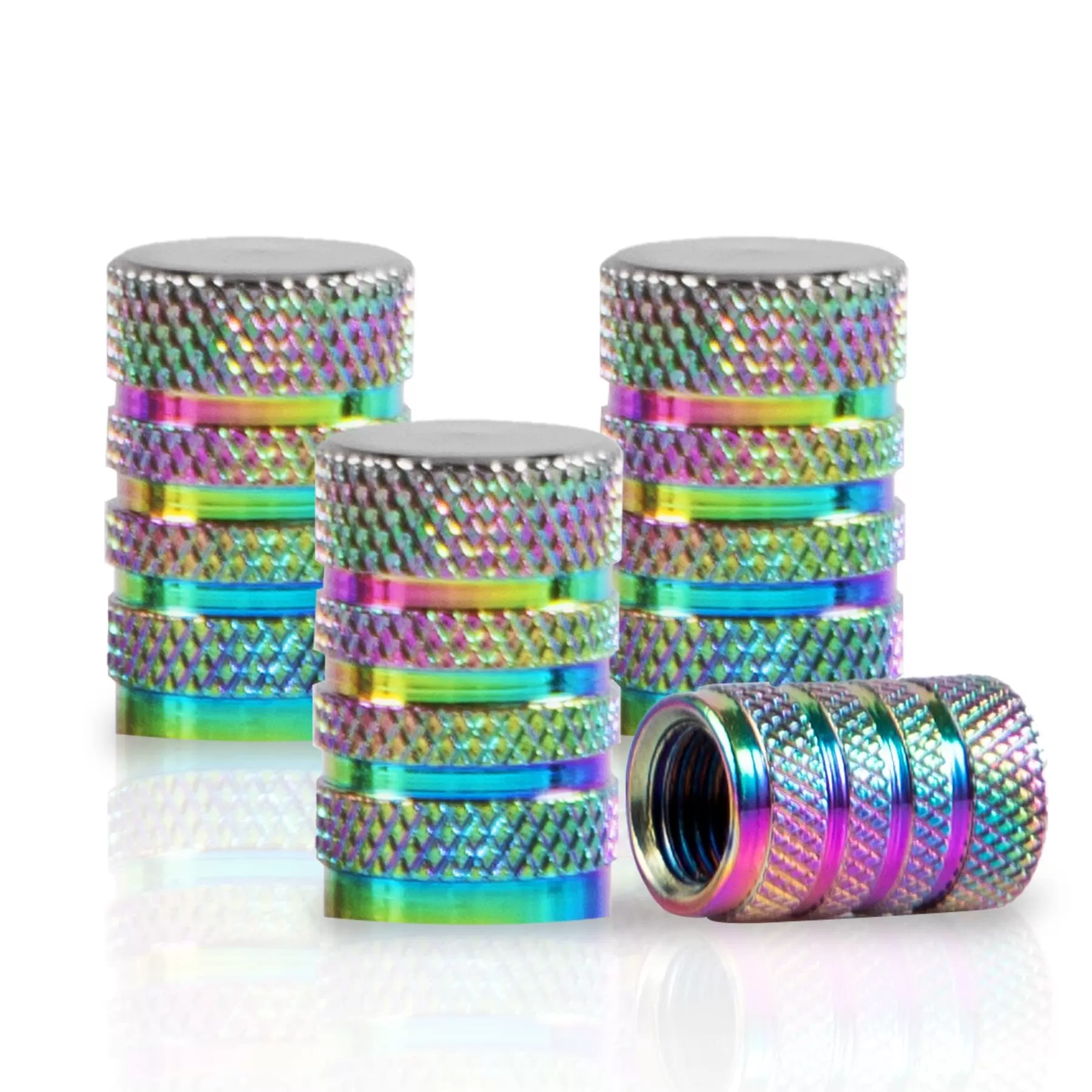 INF Flerfärgad Aluminiumventilhatt med Bullet Design (4-pack) kompatibel med bilar, motorcyklar och cyklar