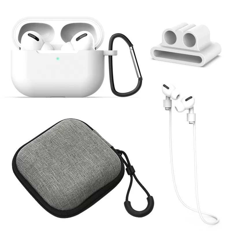 INF Trådlöst Bluetooth Hörlurskydd 5-delars Set kompatibelt med AirPods 1/2 Generation - Stötsäkert, Reptåligt och Vit