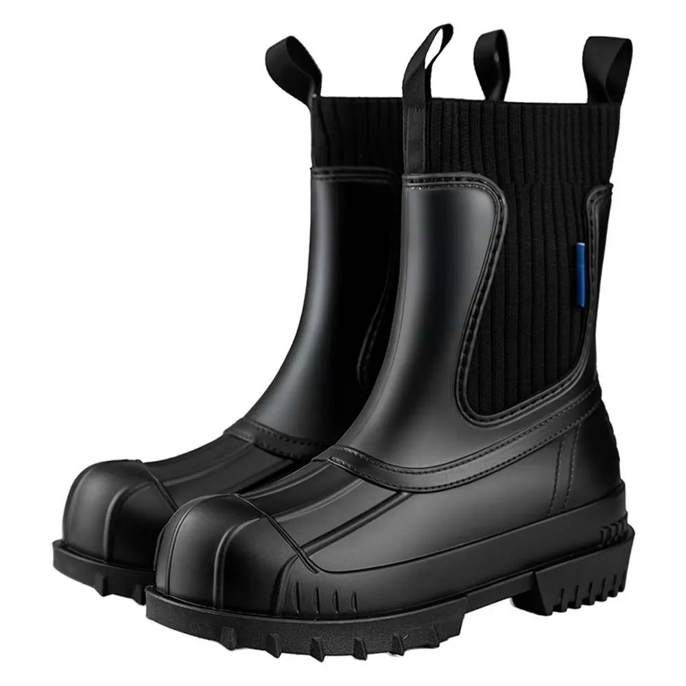 INF Engelsk stil damvattentäta regnstövlar kompatibelt med PVC-material och flera färgval, mjuk och bekväm med starkt grepp Svart 38