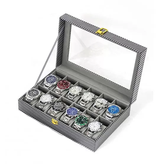 INF Watch Accessory Storage Box - 12 Slots Small Steel Ball Watch Box Kompatibelt med Klockor och Smycken, Stabil Struktur och