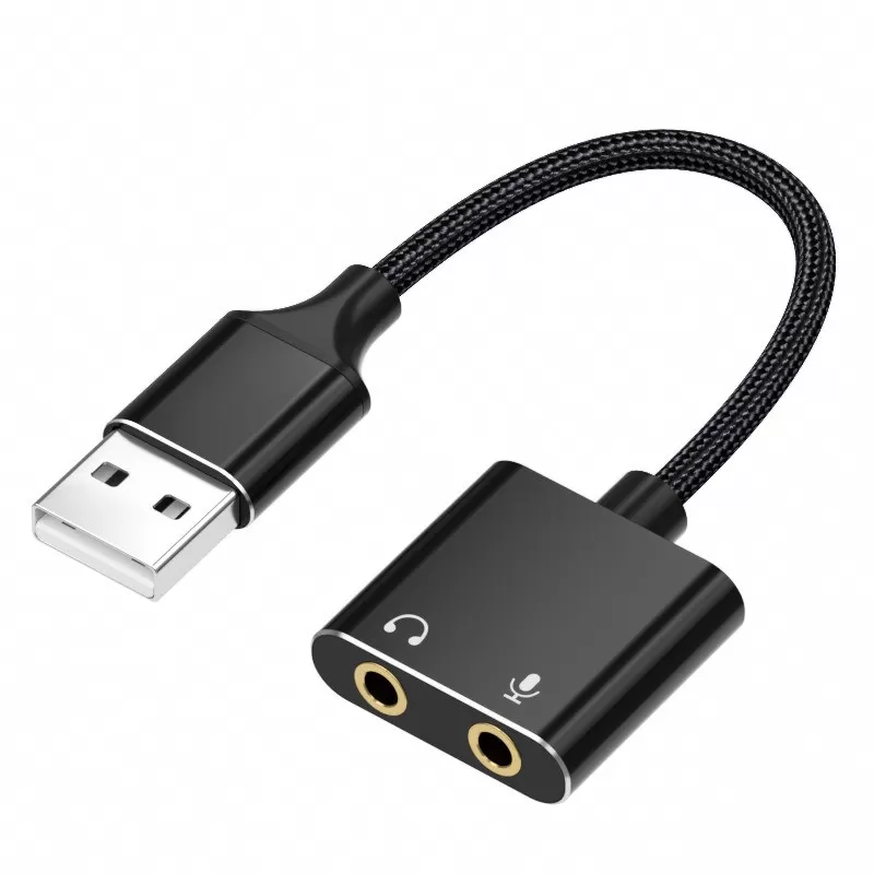 INF USB Extern Ljudkort Adapter med Dubbla Portar - Kompatibel med PC, Laptop & PS4 - Plug & Play