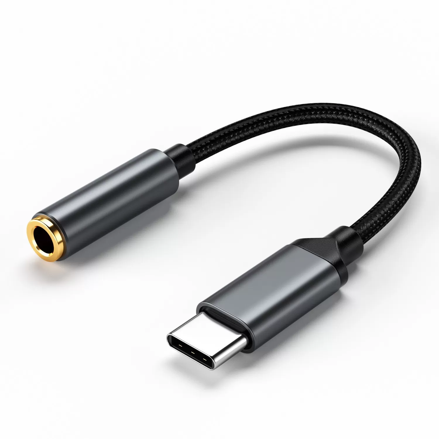 INF Type-C till 3.5mm Adapter med DAC - Förbättrad Ljudkvalitet och Samtalsstöd Svart