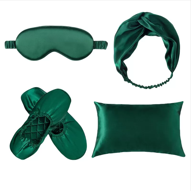 INF 19 Momme Siden Hemma/Resa 4-delat Set för Bättre Sömn Grön