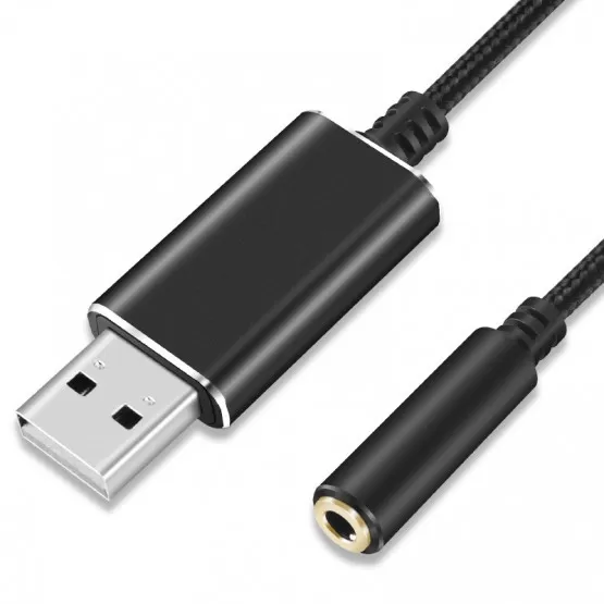 INF USB till 3.5mm Ljudkabel - Extern Ljudkortadapter för Hörlurar och Mikrofon