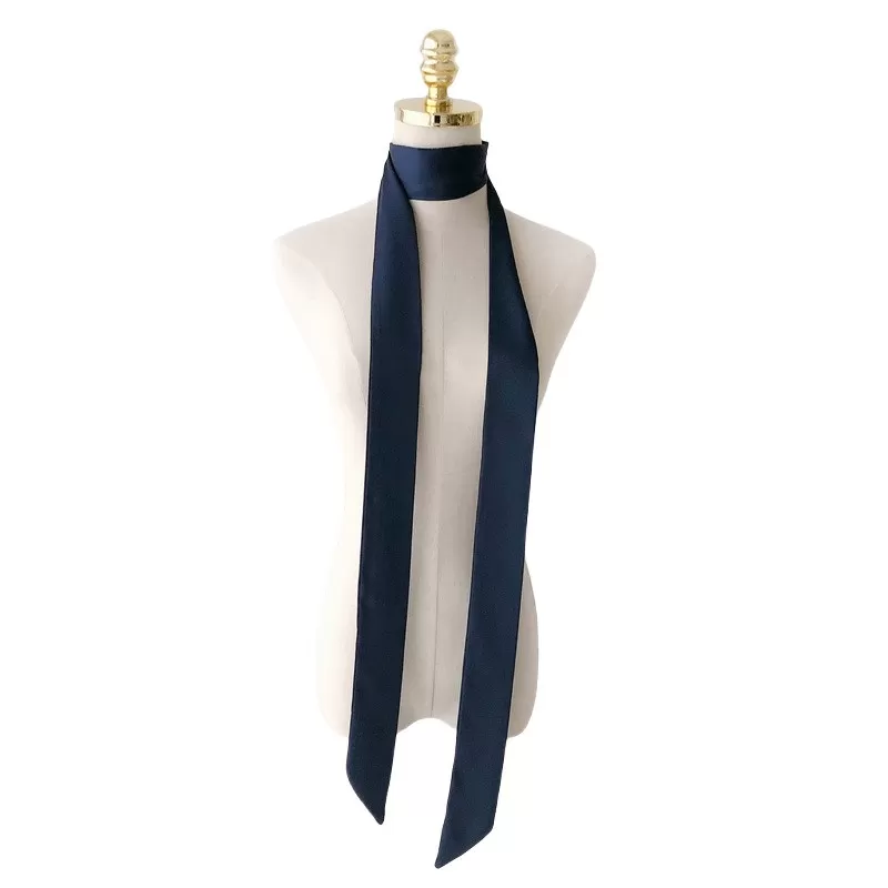 INF 100% Mulberry Silk Lång Smal Halsduk - Mångsidig Accessoar Blå