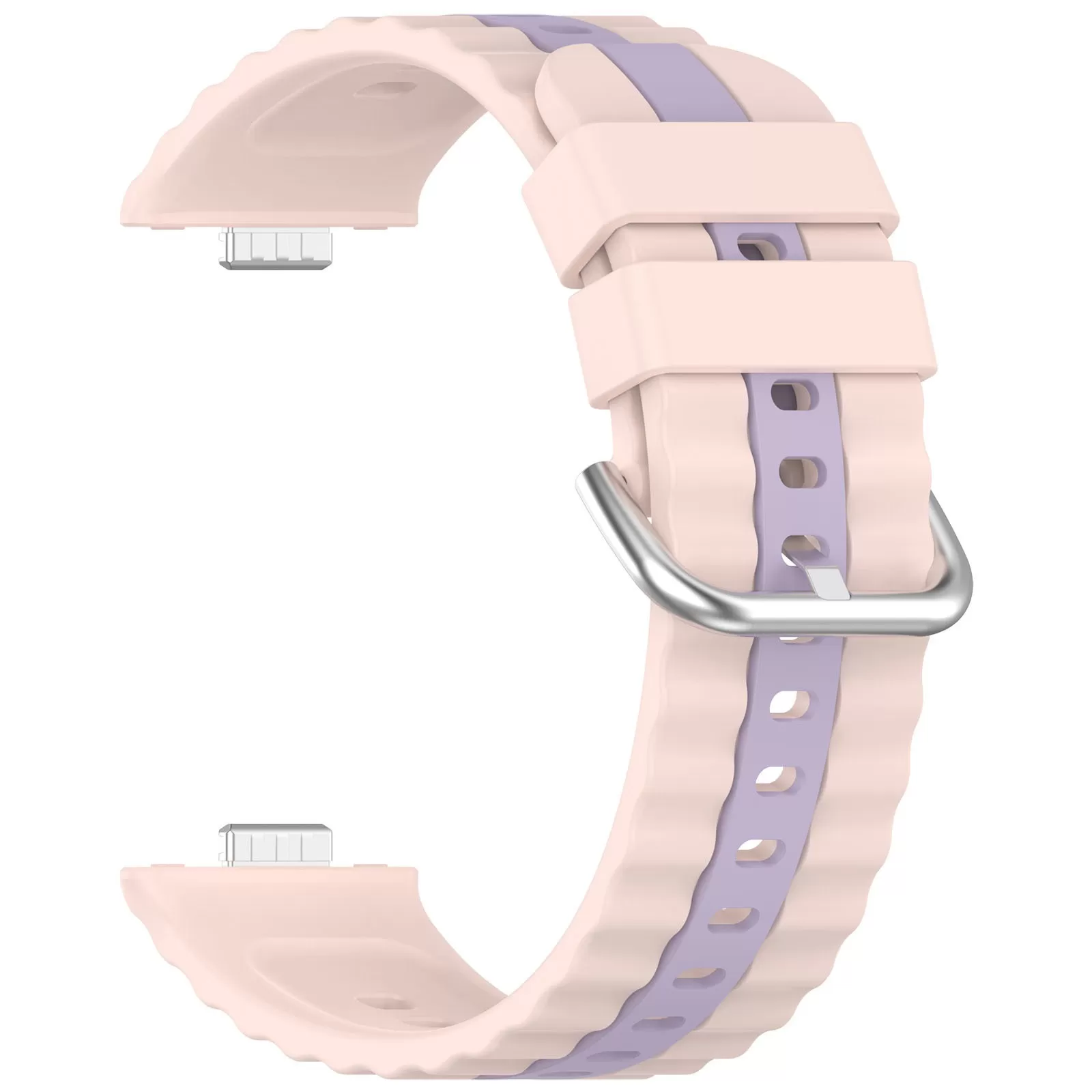 INF Silikonarmband med vågmönster kompatibelt med Huawei Watch Fit 4, Fit 4 Pro, Fit 3 - Svart och Orange Rosa