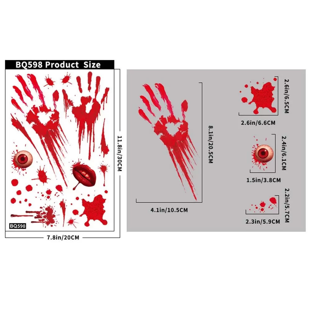 INF 6-pack Skräck Handavtryck Fönsterdekaler - Perfekt Halloween-dekoration