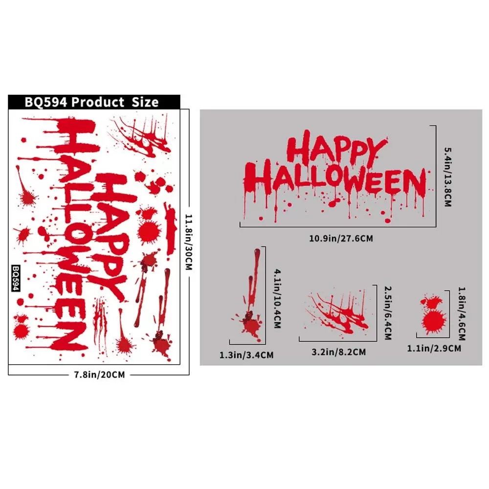 INF Halloween Handavtryck Fönsterdekaler - 4-pack, Röda PVC Statiska Klistermärken