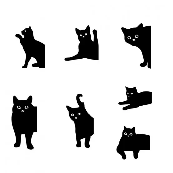 INF Söta Svarta Katt Magnetiska Bokmärken - Perfekt Present för Kattälskare