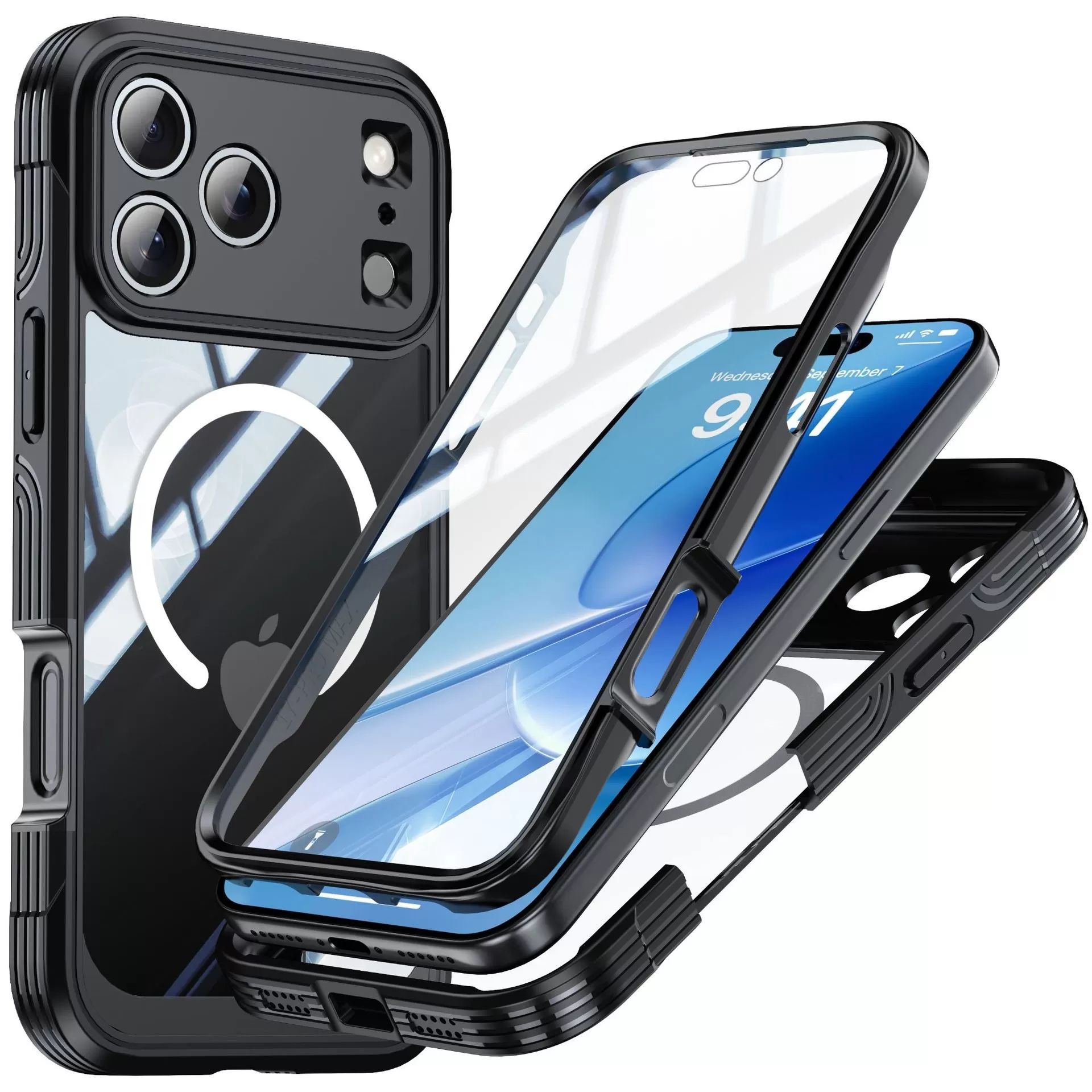 INF Tåligt 9H Glas Skal kompatibelt med iPhone 17 Pro - Svart, Magnetisk & Stöttåligt