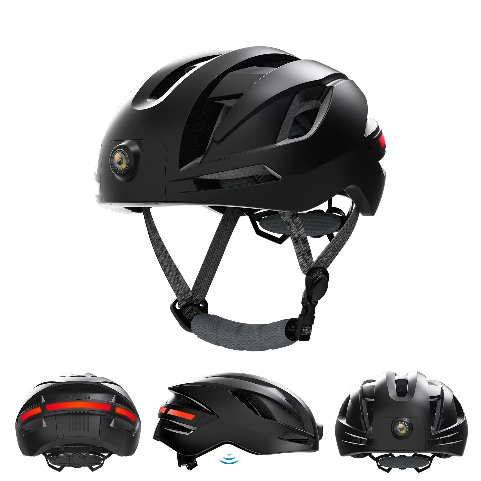 INF Bluetooth Utomhus Cykelhjälm med 1080P HD-kamera och GPS Svart
