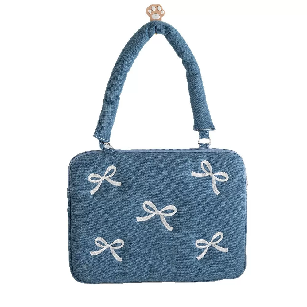 INF Stilren Jeansbroderad Handväska för MacBook - Skydda din Laptop med Stil, Passar även iPad 15 tum