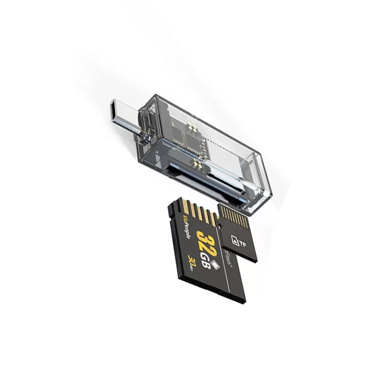 INF Type-C till Dubbel Kortläsare USB Adapter SD/TF Kortläsare Hög Hastighet 1GB Filöverföring på 10 Sekunder, Kompatibel med