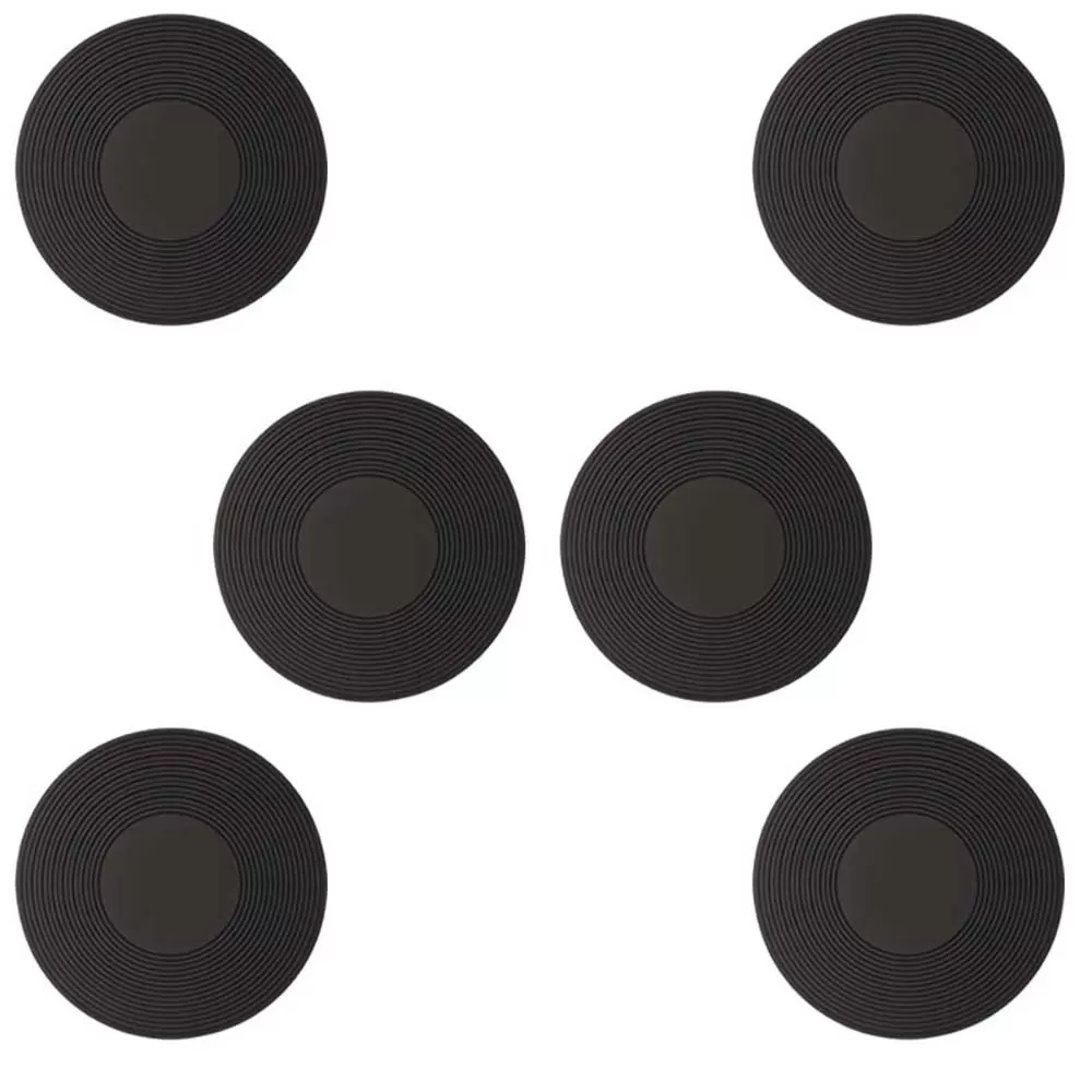 INF Vinylskiva Silikonunderlägg - Set med 6, Halkfria Värmebeständiga Dryckesunderlägg
