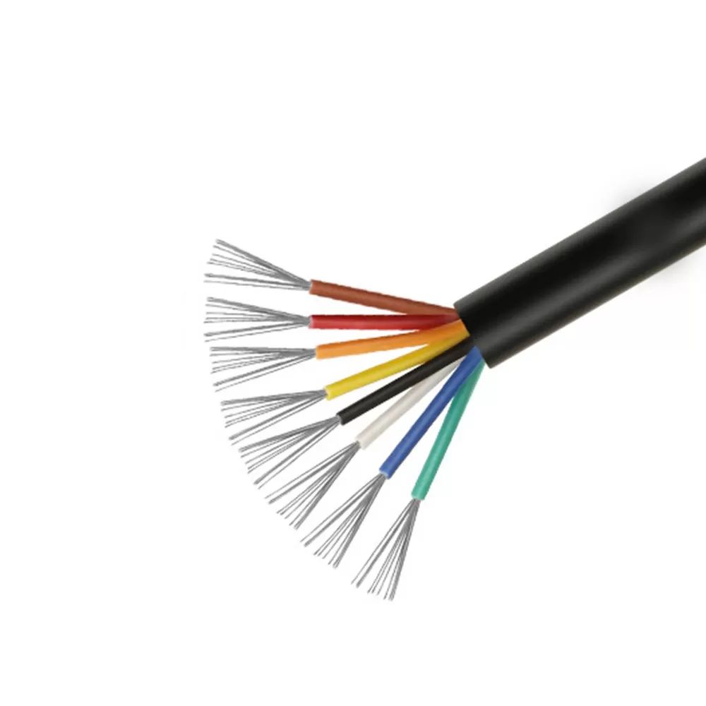 INF Svart UL2464 16AWG 8-kärnig multiledarkabel - 1 meter - Flexibel ström- och signalkabel