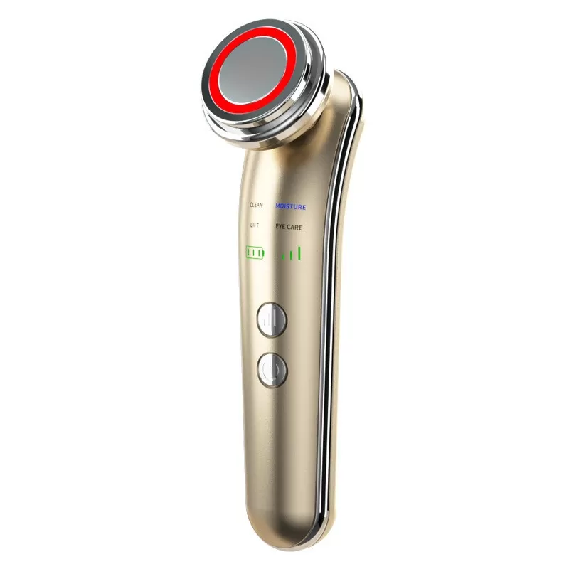 INF 3-Färgs LED Ljusterapi Ansiktsmassager för Hudåtstramning & Djuprengöring Guld