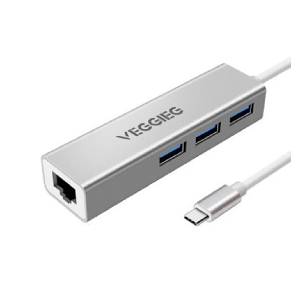 INF Type-C till Gigabit Ethernet-adapter med 3-portars USB-hubb - Höghastighetsanslutning