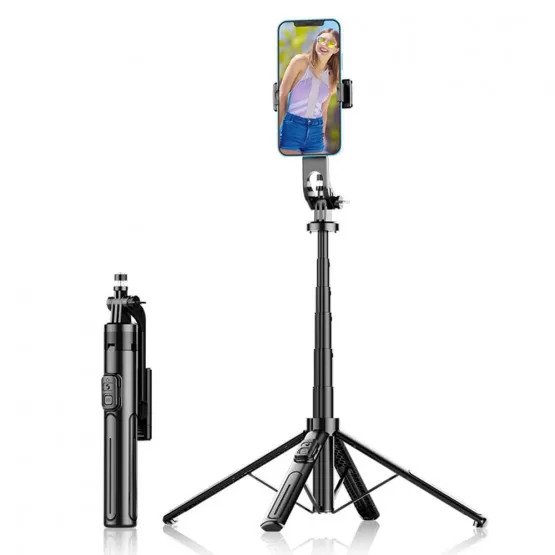 INF 1.3m Bluetooth Selfie Stick Stativ med Fjärrkontroll, Handhållen Stabilisator & Metallbenstöd