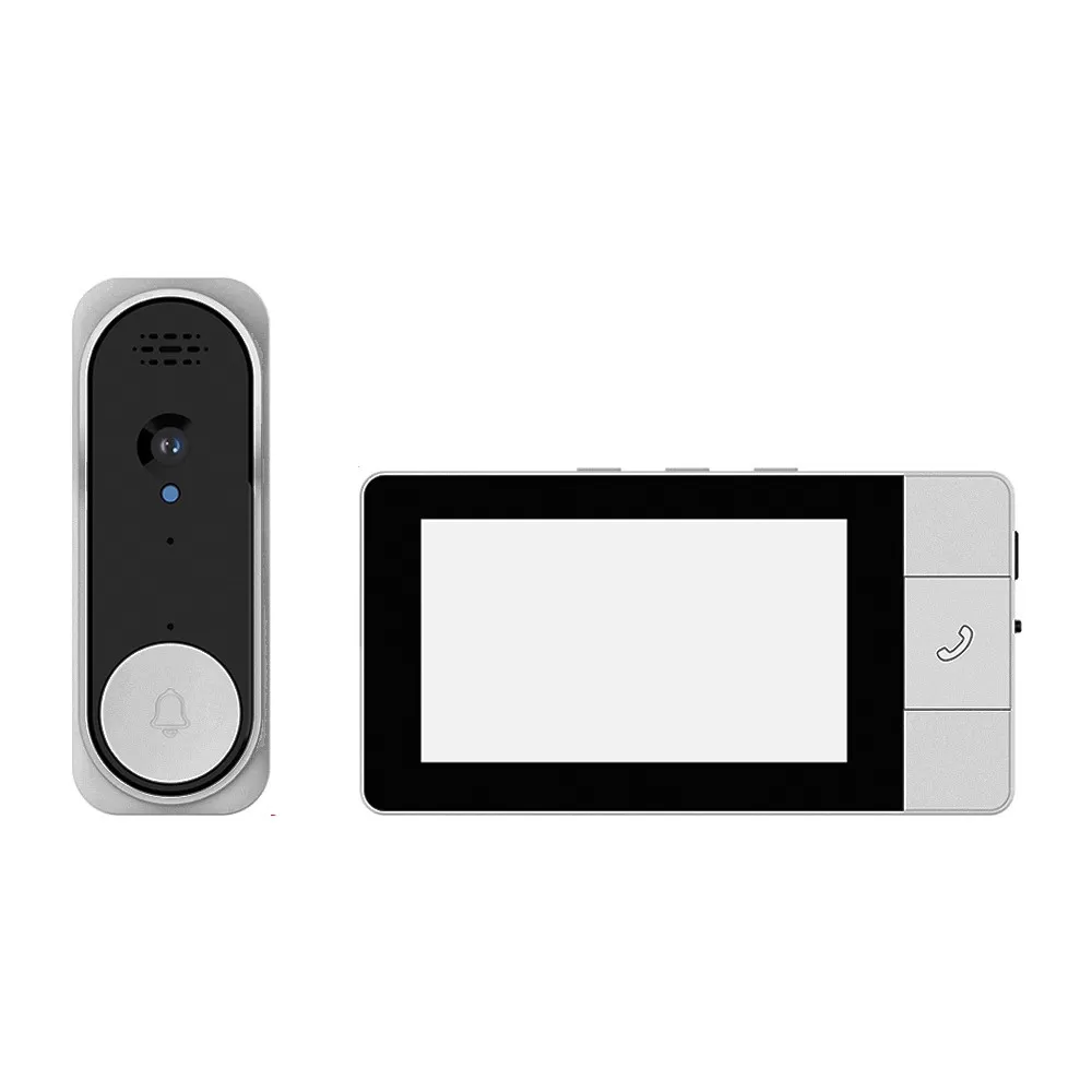 INF Smart Video Dörrklocka med 4,3-tums Inomhusskärm, HD-mörkerseende och Rörelsedetektering