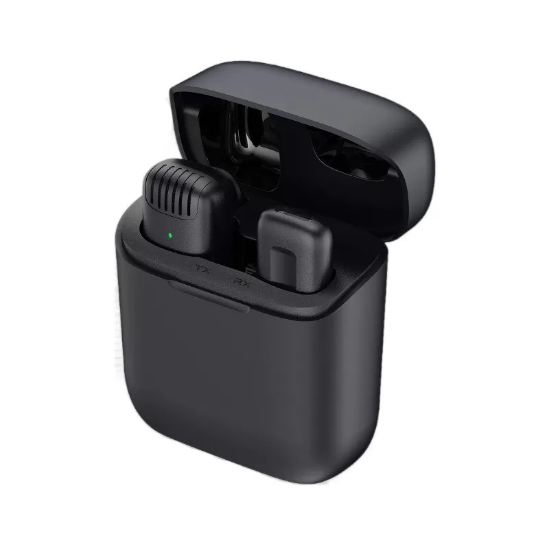 INF Trådlös Lavalier Mikrofon med Laddningsfodral - Clip-on Slagmygga för Mobil Livestreaming & Inspelning